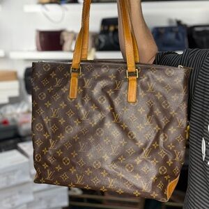 Louis Vuitton Monogram Canvas Tote with Tan Leather Trim